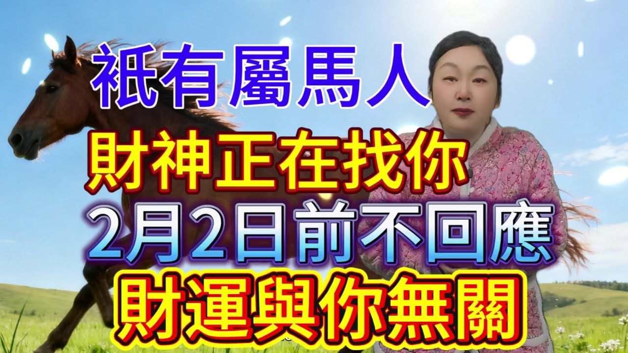 只有屬馬人！財神正在敲門，2 月 2 日前不回應，財運與你無關！#運勢 #風水 #補財庫旺財氣 #財富