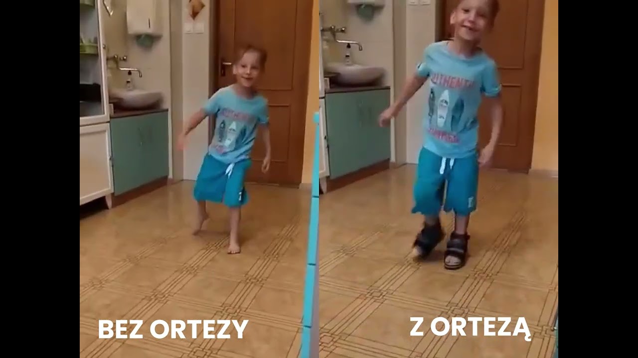 Porównanie: chodzenie bez ortezy i w ortezie
