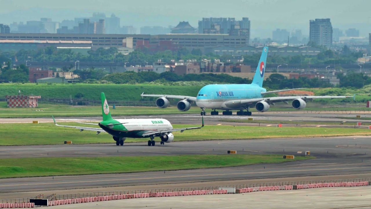 [4K HDR] 桃園機場午後飛機起飛特寫！南側觀景台實拍 ｜TPE Runway 05R – June 11, 2025