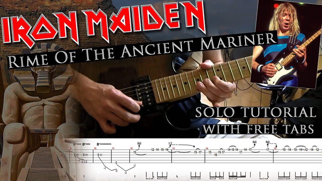 Iron Maiden - Rime Of The Ancient Mariner Dave Murray's solo lesson (with tabs and back tracks)