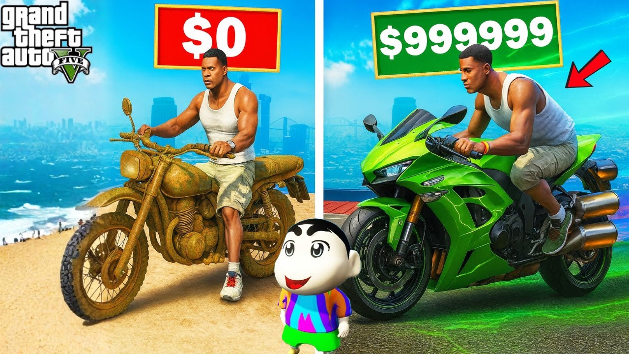 GTA 5: Franklin & Shinchan Turn $1 Bike Into $1,000,000,000 Superbike! 😱💰 | GTA 5 Bangla Gameplay