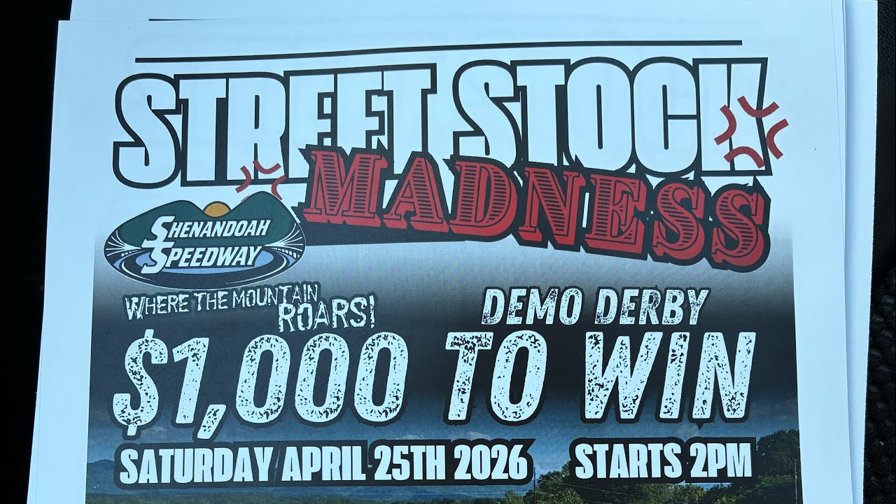 Update for Shenandoah Speedway Derby on April 25th