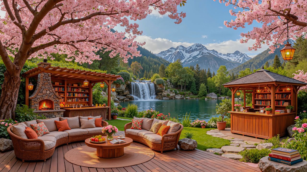 Peaceful Spring Lake Jazz 🌸Soft Jazz Melodies with Nature Therapy for Work