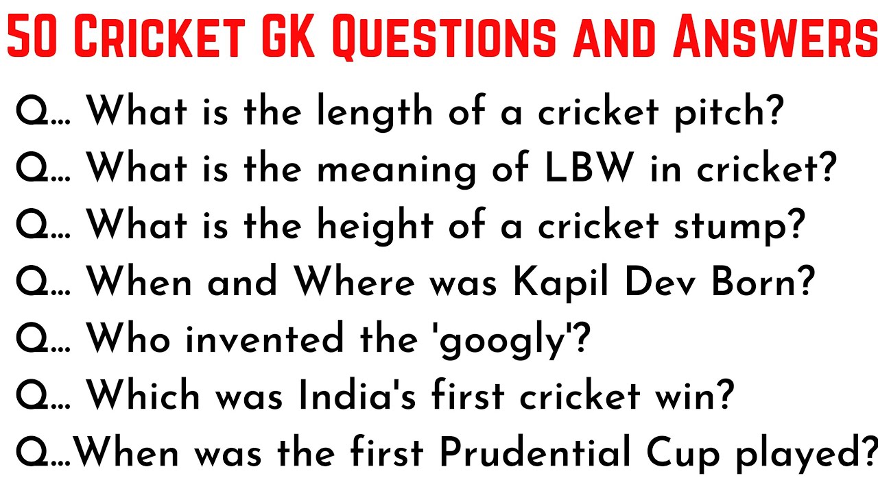 50 Cricket GK Quiz Questions and Answers | Cricket GK Quiz | Sports GK | Sports Gk in English