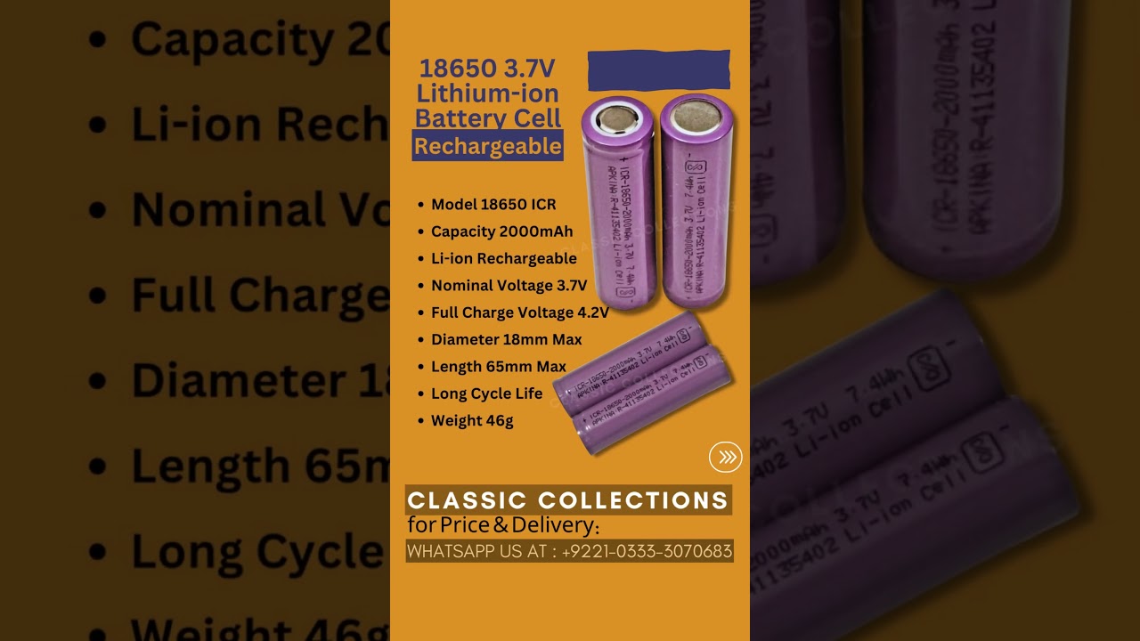 3.7V 2000mAh Rechargeable 18650 Li-Ion Battery Cell | #shortvideo #youtubeshorts #battery