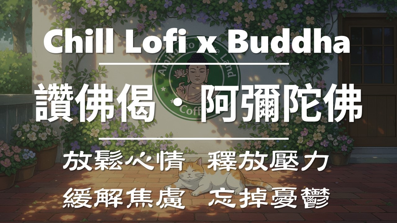 Chill 版 讚佛偈｜沉浸式念佛｜在悠閒的午後，來杯阿彌陀佛極樂咖啡 ☕｜咖啡廳音樂 Lofi BGM 緩解焦慮 釋放壓力 放鬆心情 忘掉憂鬱 失眠舒眠 冥想背景音樂