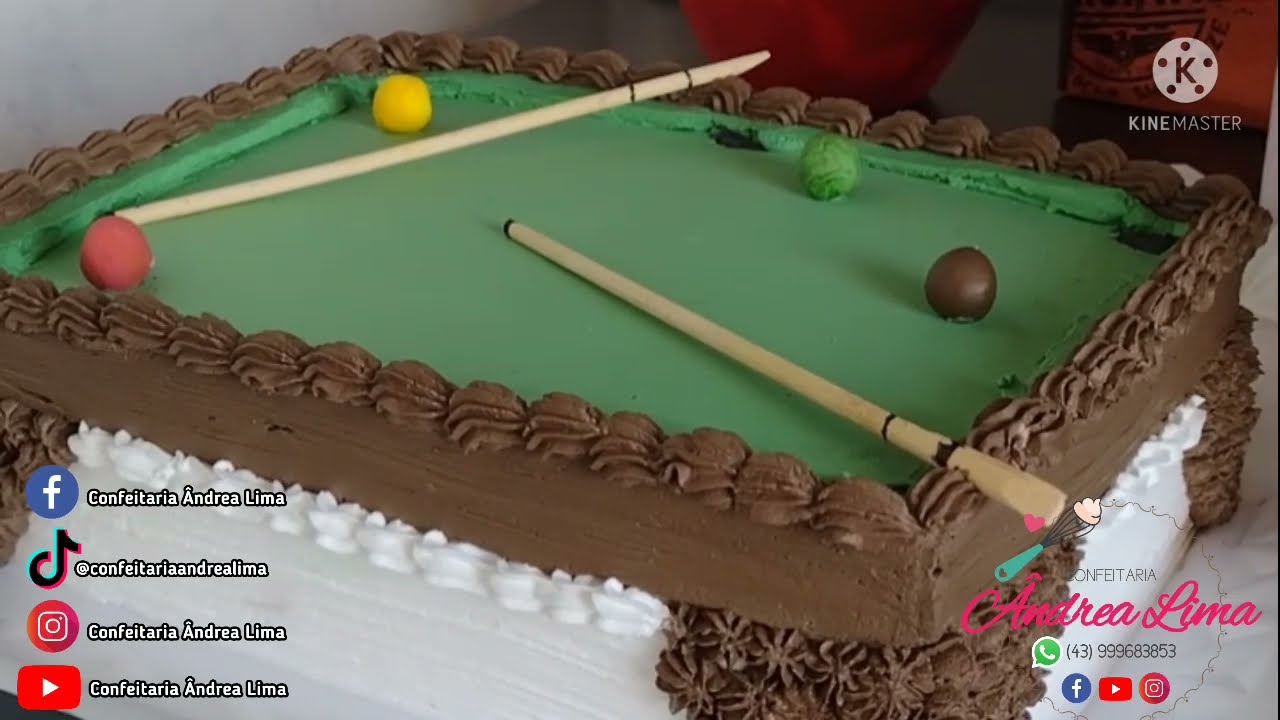 Bolo Mesa de Sinuca em chantilly