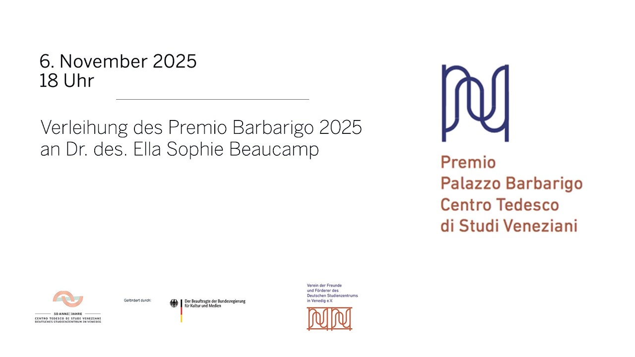 Verleihung des Premio Palazzo Barbarigo 2025 an Dr. des. Ella Sophie Beaucamp 6 / 11 / 2025 DE