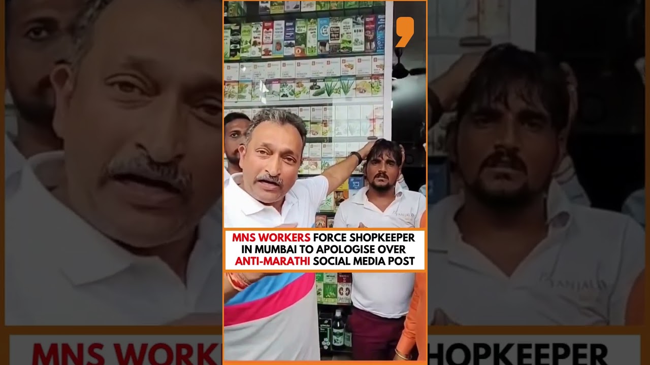 MNS Workers Confront Shopkeeper Over Anti-Marathi Post in Vikhroli, Mumbai | News9