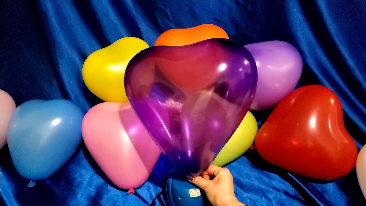 INFLATING AND POPPING COLORFUL HEART BALLOONS!!!