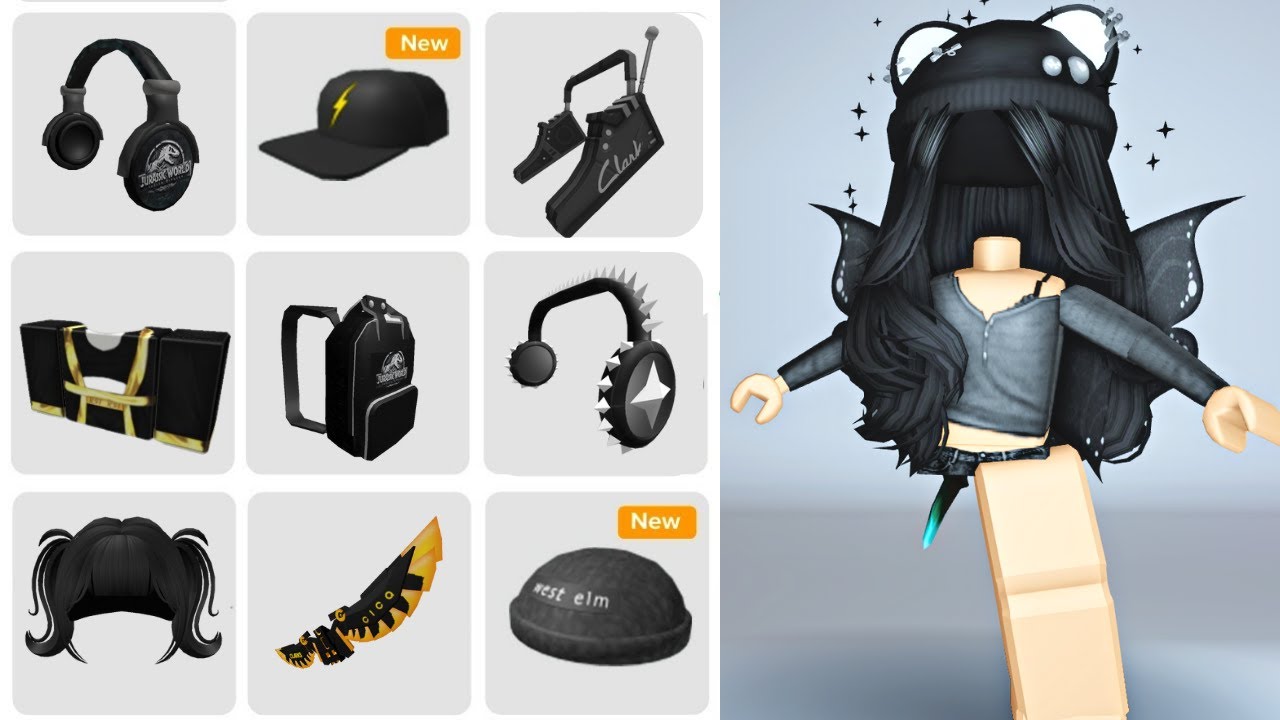 10 NOVOS  ITENS  PRETOS GRÁTIS  NO ROBLOX! (2023) 🤫😱