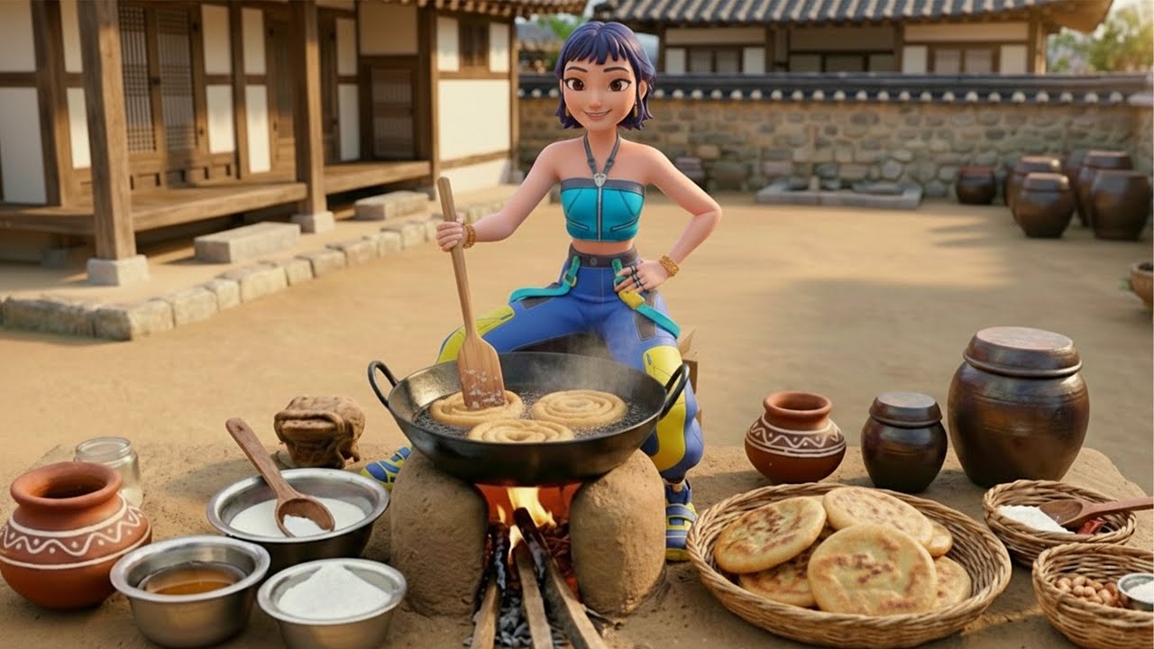 Miniature Doll (KPop Demon Hunters) Crispy Fried Dumplings Cooking ASMR |Korean Village Tiny Kitchen