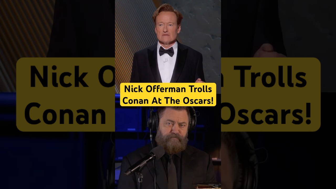 Nick Offerman Trolls Conan O&rsquo;Brien at the 97th #Oscars #shorts