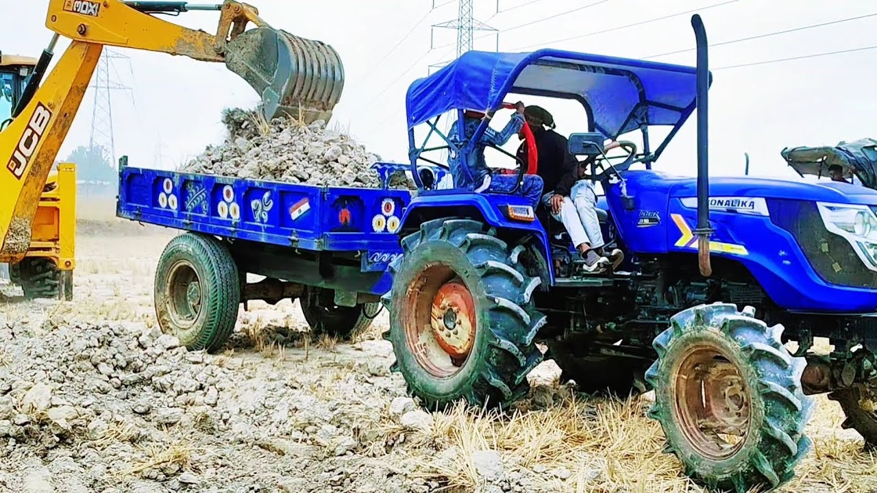 ‼️New JCB 3DX Eco in Mud Loading | Mahindra & New Holland Tractors with Trolley on Rough Tracks