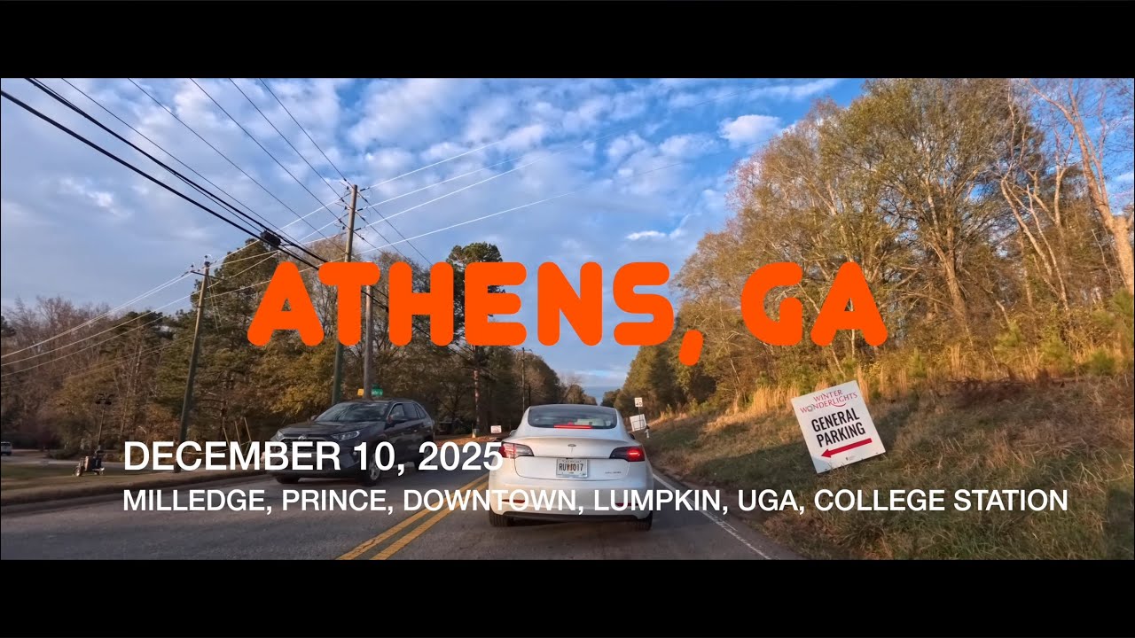 ATHENS, GEORGIA - DECEMBER 10, 2025 - MILLEDGE, PRINCE, DOWNTOWN, LUMPKIN, UGA, COLLEGE STATION