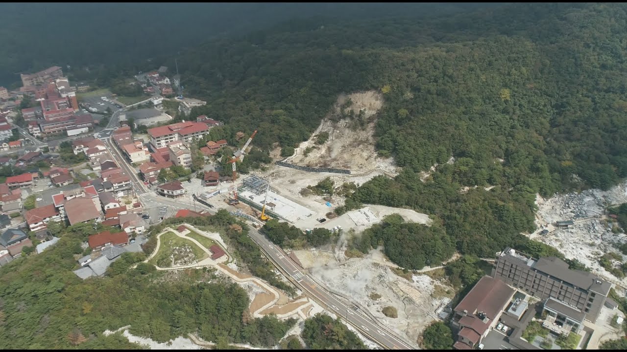 ドローン映像　長崎ばーどアイ４K　蘇る八万地獄　雲仙温泉街