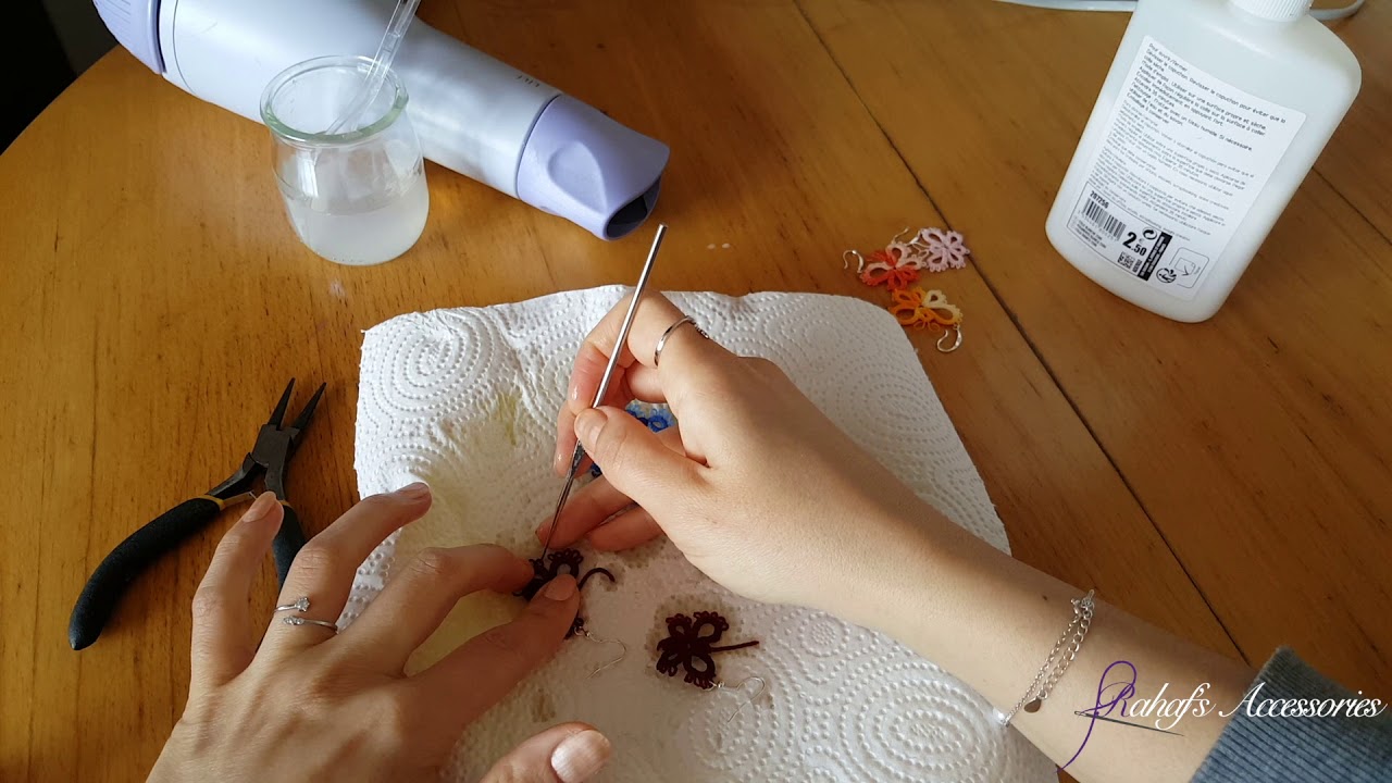 Rahaf's Accessories - Needle Tatting الدرس الثامن |طريقة وضع القطع في الغراء للتثبيت |شغل الأبرة