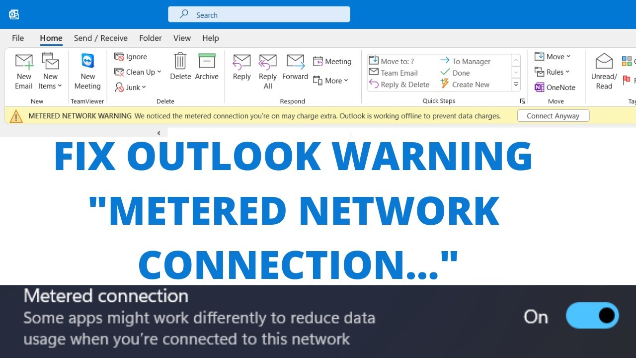 Как исправить предупреждение о лимитной сети в Outlook | Предупреждение о лимитной сети в Outlook...