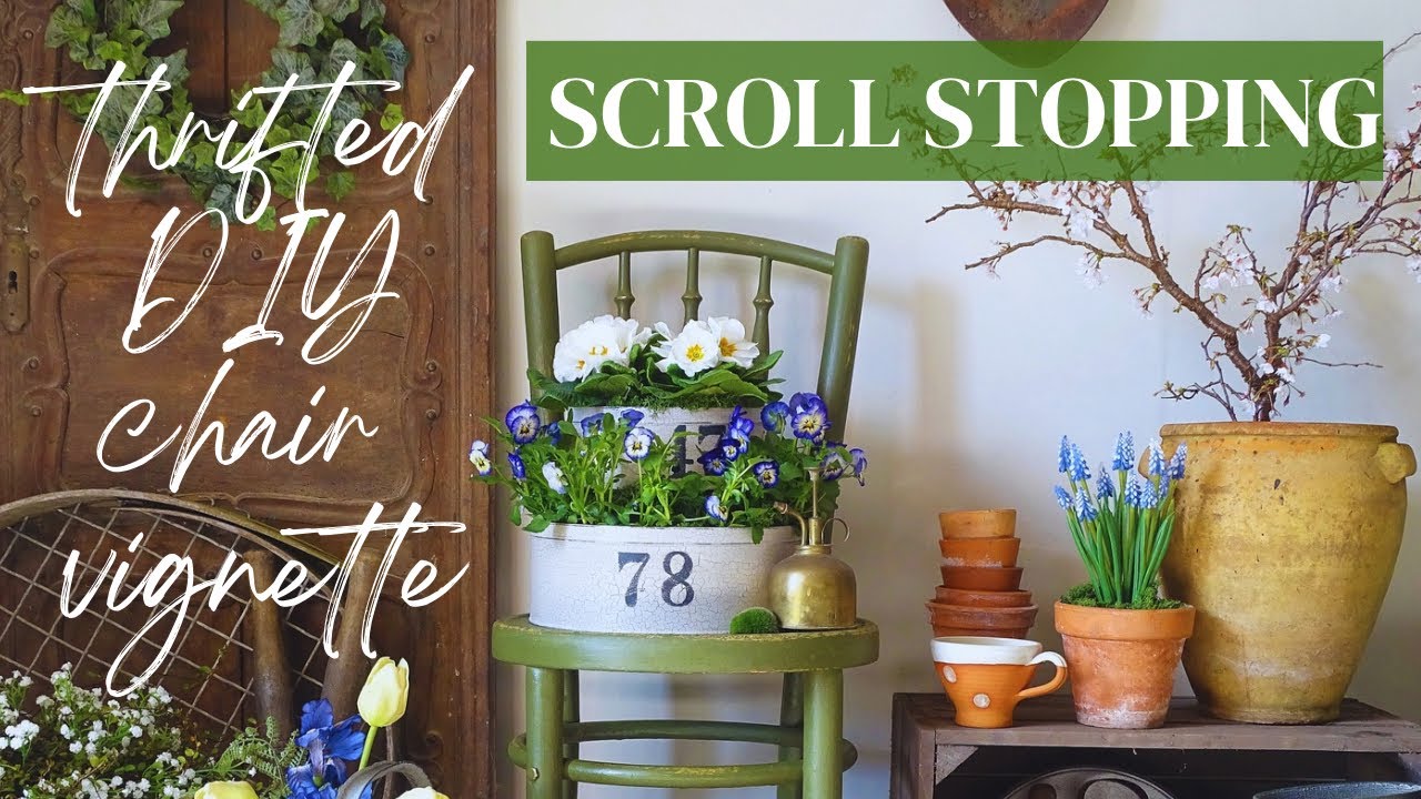 ￼ DIY, styling, staging, and photography ￼THRIFED spring chair in full bloom.