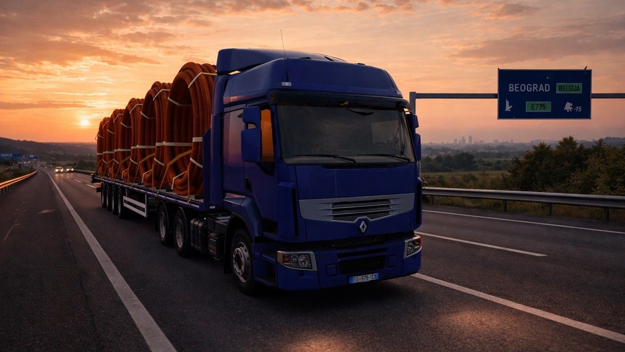 Transporting plastic pipes in Serbia - Renault Premium - Euro Truck Simulator 2