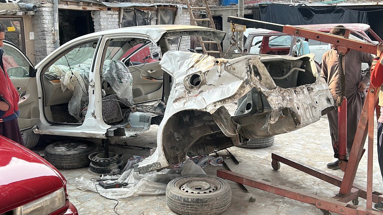 Toyota Premio Rear Side Accident Repair | Complete Body Rebuild & Denting Painting Work