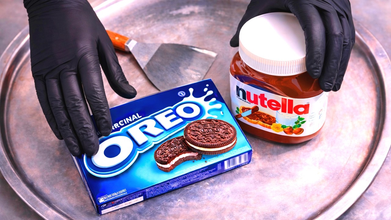 OREO & Nutella Ice Cream Rolls - ASMR