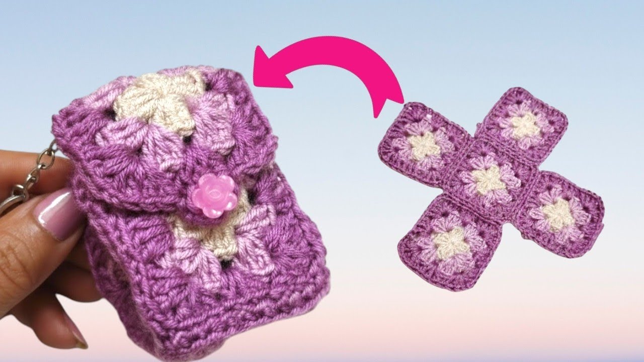 ميداليه شنطه مربع جرانى /مربع جرانى كروشيه /ميداليه كروشيه/#crochet #باترون #اكسبلور #knittig #diy 
