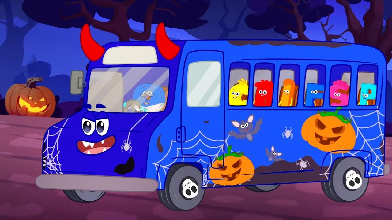 Halloween Wheels On The Bus, Spooky Cartoon Videos And Kids Songs
