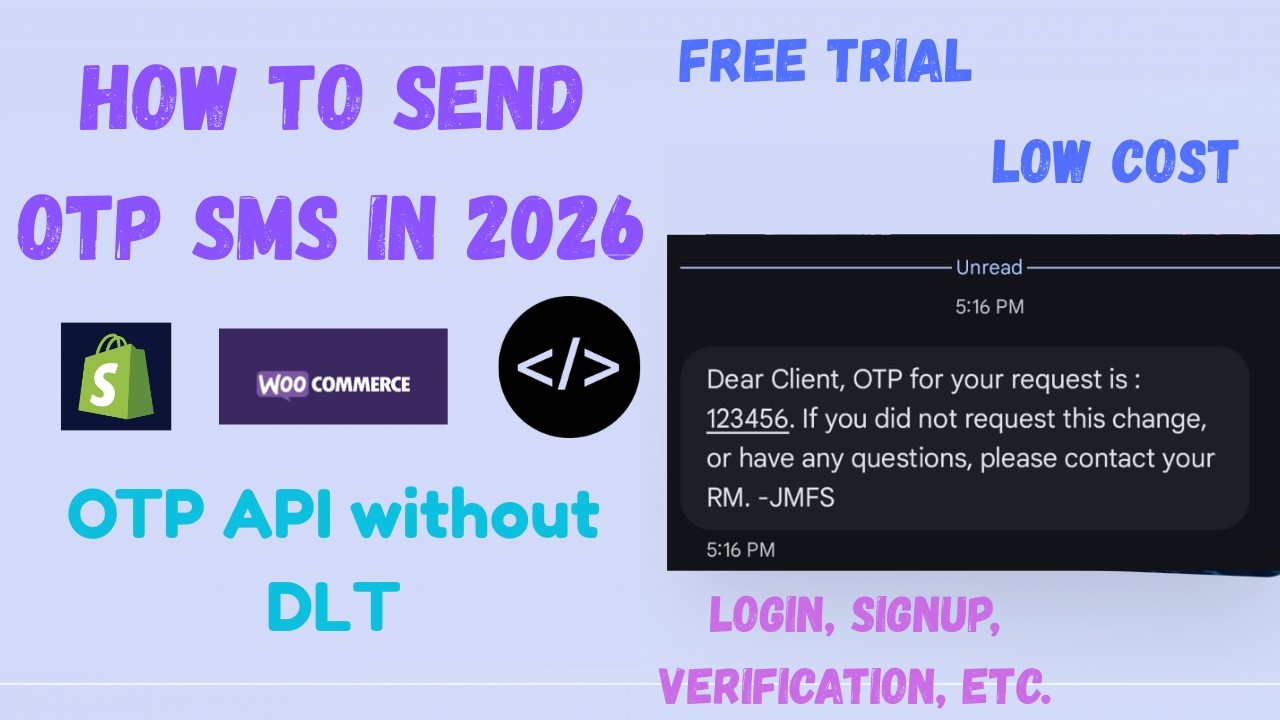 OTP SMS Verification API✅ No DLT ⚡ Python, PHP, JAVA, C#, GO, Rust, etc Easy Integration in HINDI