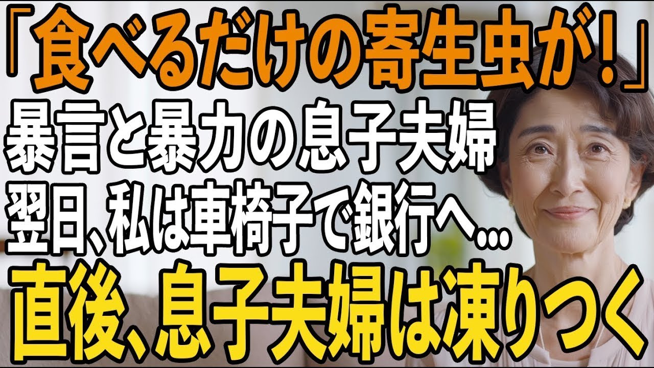 「食べるだけの寄生虫が！」私にご飯を投げつけ”貧乏人扱い”をする息子夫婦。翌日、車椅子で銀行に向かった私の行動を見た息子夫婦は顔面蒼白に【シニアライフ】【60代以上の方へ】