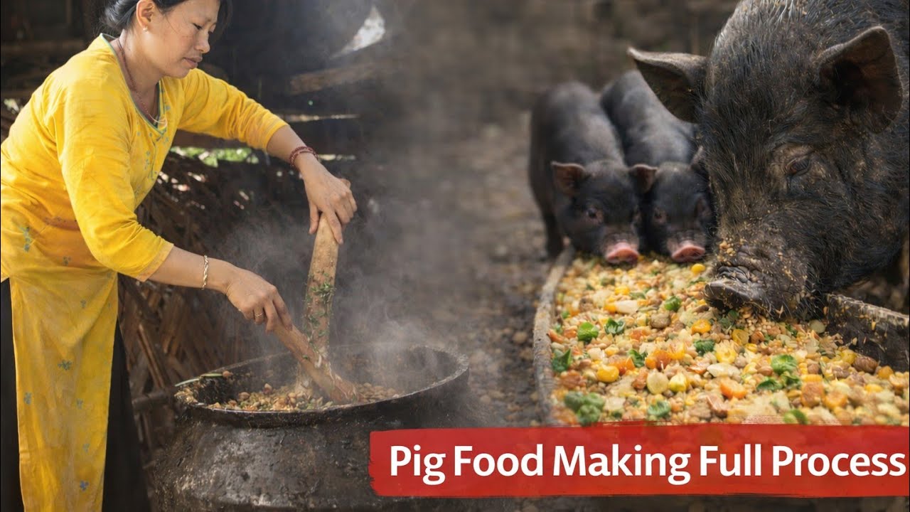 pig feed kaise banaye | Pigs food making full video | Village Farm Life 😱 
