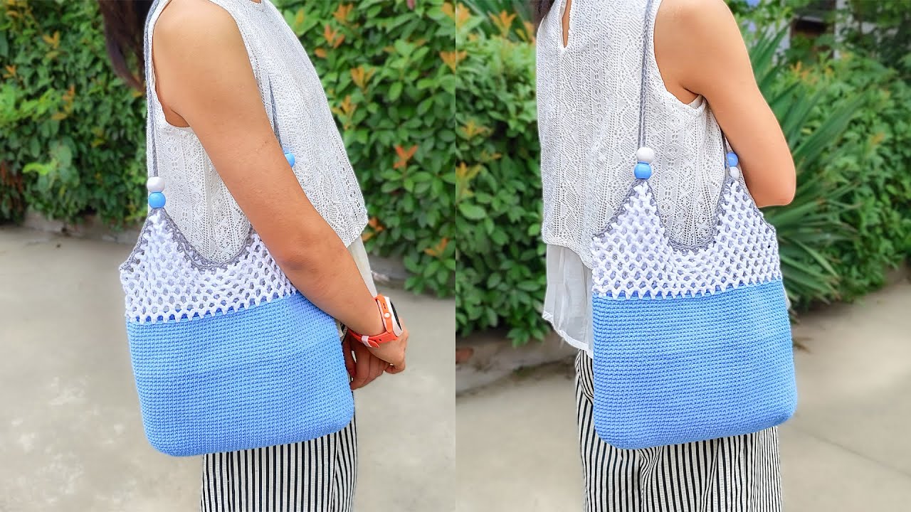 钩织渔网斜挎包--Crocheted Fishnet Crossbody Bag