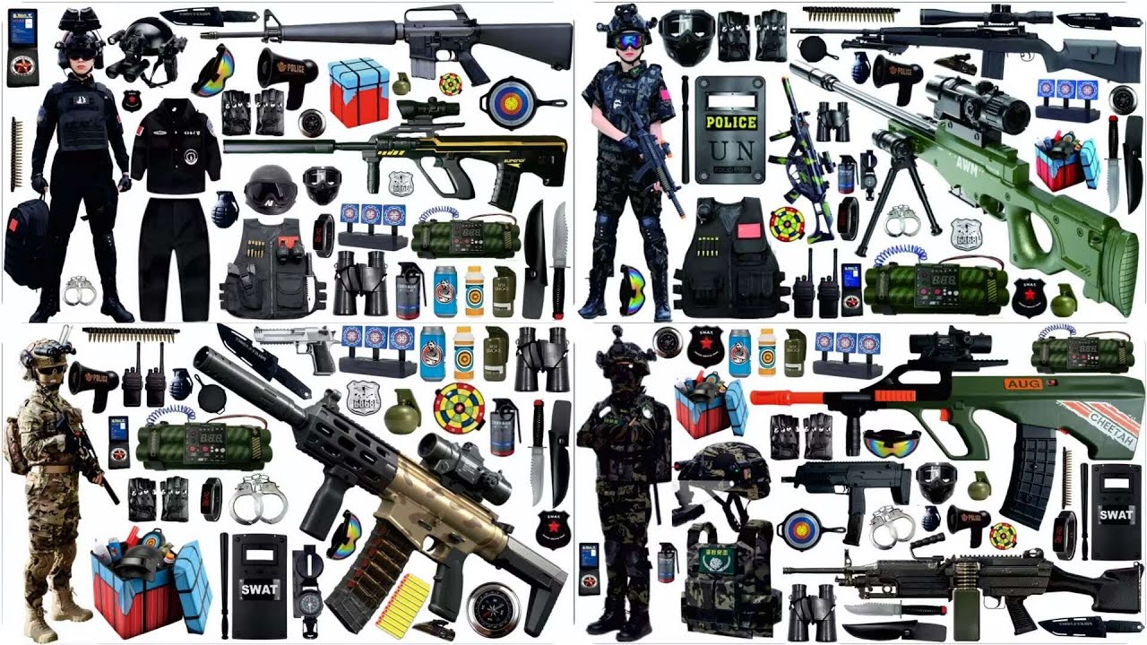 Toy unboxing, Uzi submachine gun,m417 Rifle,SWAT gear, Assault rifle, sniper rifle, submachine gun