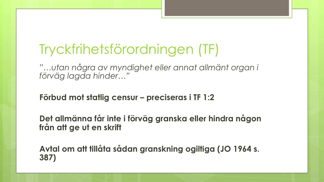 Tryckfrihetsf&ouml;rordningen och Yttrandefrihetsgrundlagen