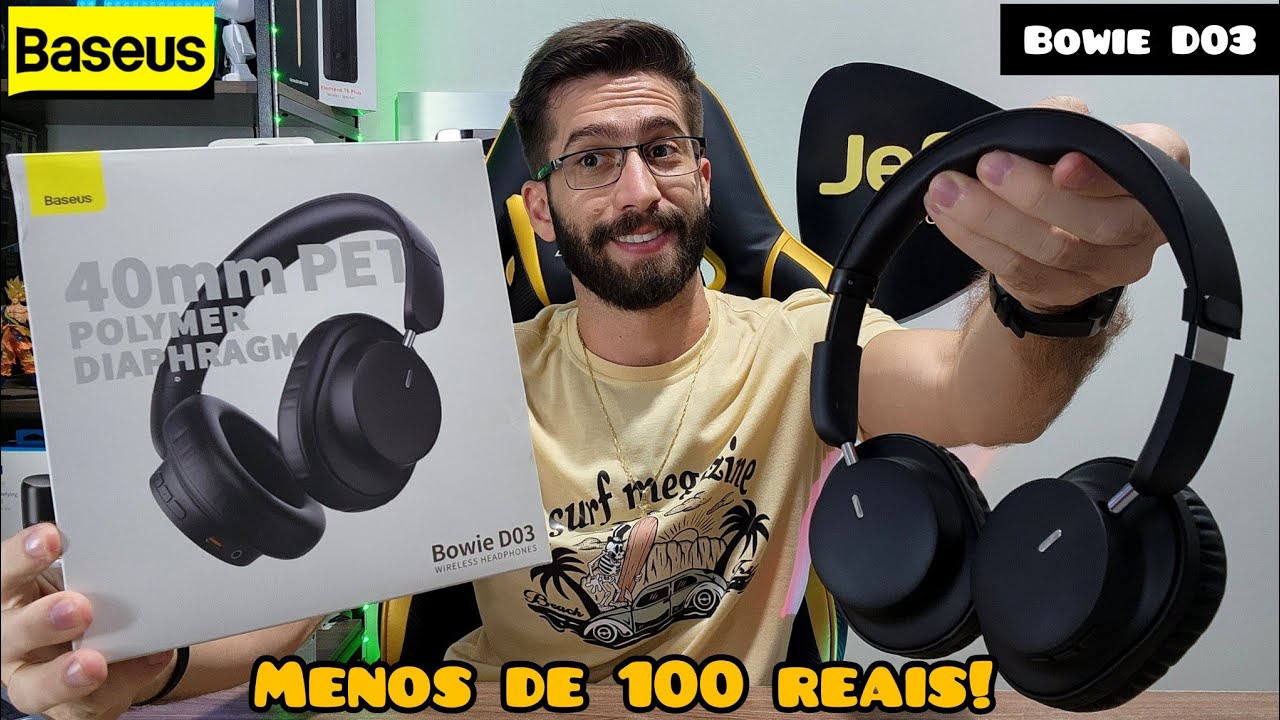 BASEUS BOWIE D03: Fone de ouvido por menos de 100 reais!! É Bom? VALE A PENA? (Unboxing/Análise)