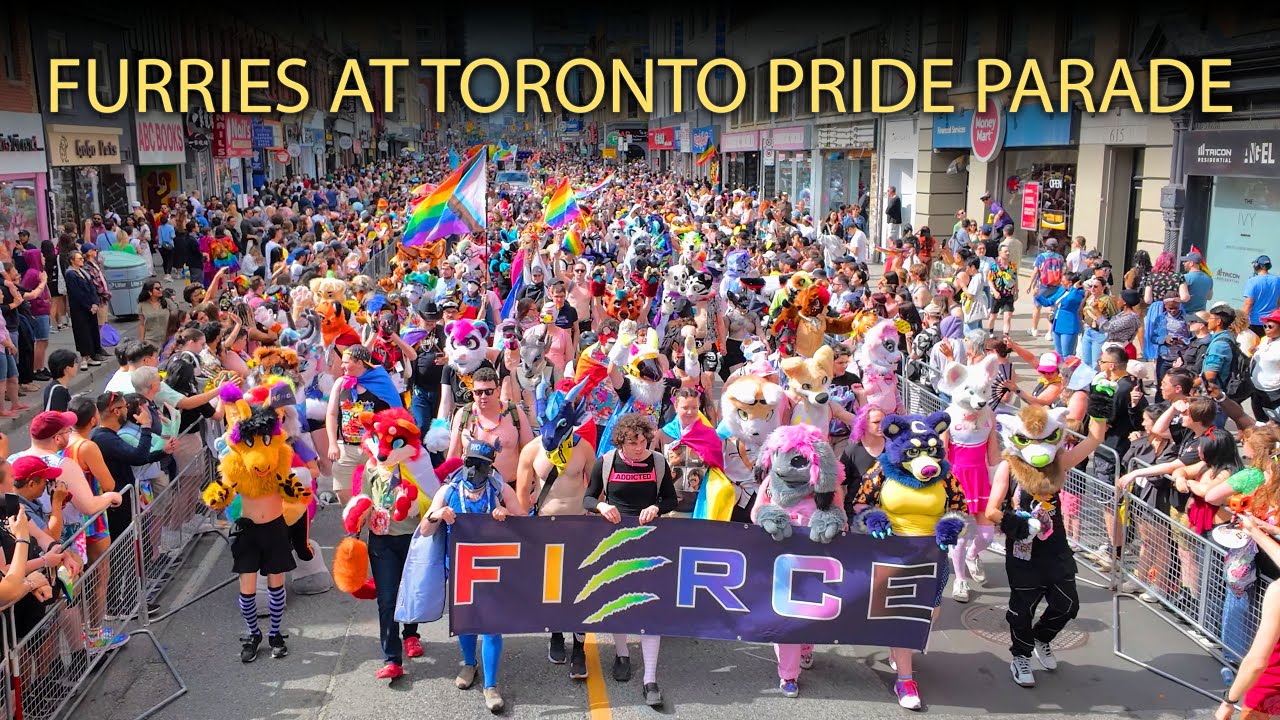 Furries Marching in the Toronto Pride Parade 2024 with Live Dance DJ Music!