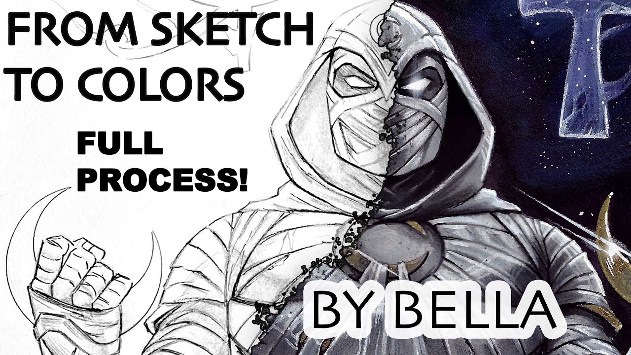 Moon Knight full process drawing and painting!