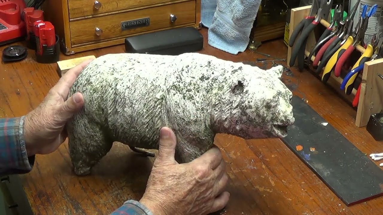 Restoration of Concrete Bear Garden Sculture for Tom