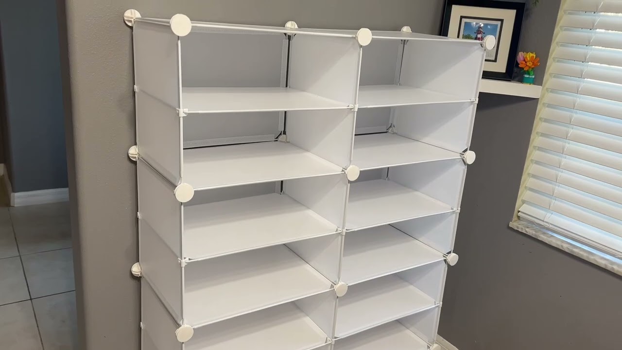 LANTEFUL Shoe Rack Organizer Shoe Storage Cabinet 8 Tiers 32 Pair Portable Shoe Storage Sturdy Plast