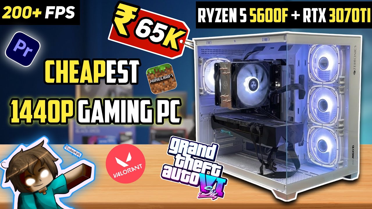 ₹65,000/- 1440P Gaming PC 🤯 Ryzen 5 5600F + RTX 3070 Ti | Gaming + Editing Test 🔥