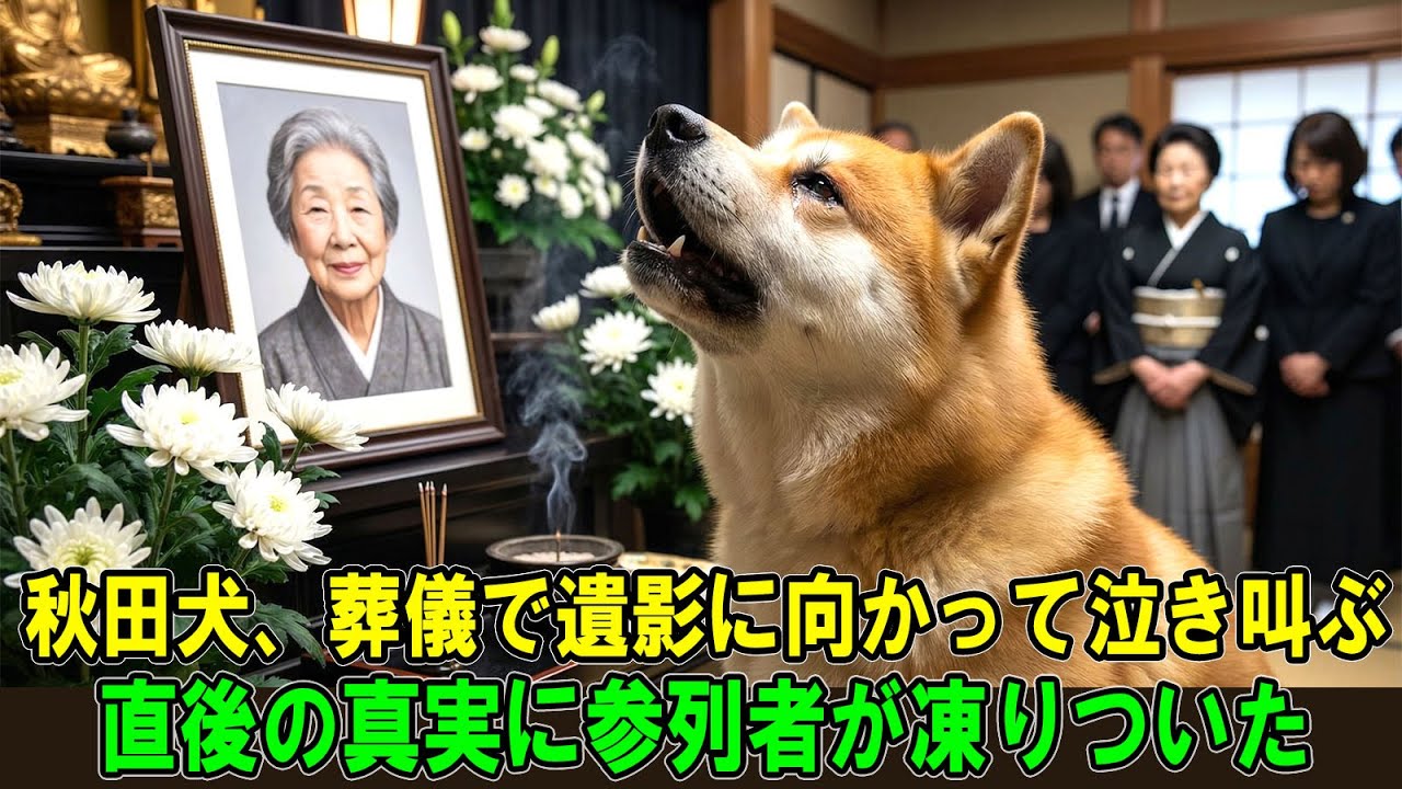 【奇跡の実話】おばあさんの葬儀で、秋田犬は遺影の前で止まらず泣き叫んでいた…その後に起きた出来事は、見る者の涙を誘った！