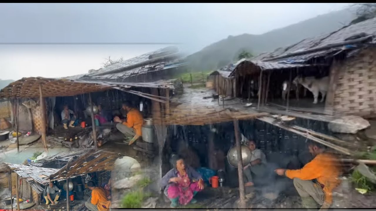 rainy day full long video village life of nepal rain session rainy time village rain village nepal