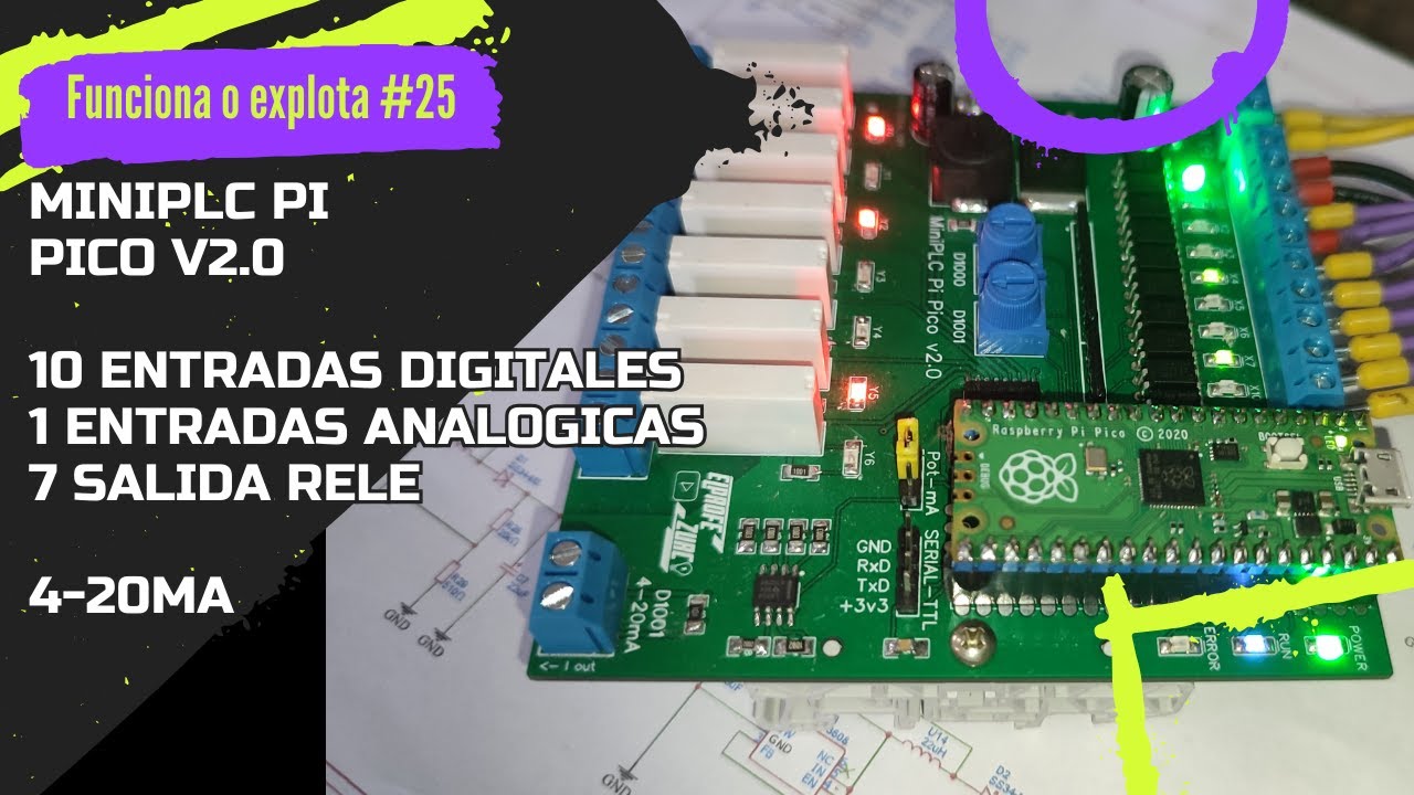⚡ Mini PLC FX1N con Raspberry Pi Pico W v2.0 para GX Works2 con TTL a Modbus RTU RS485 como RS232