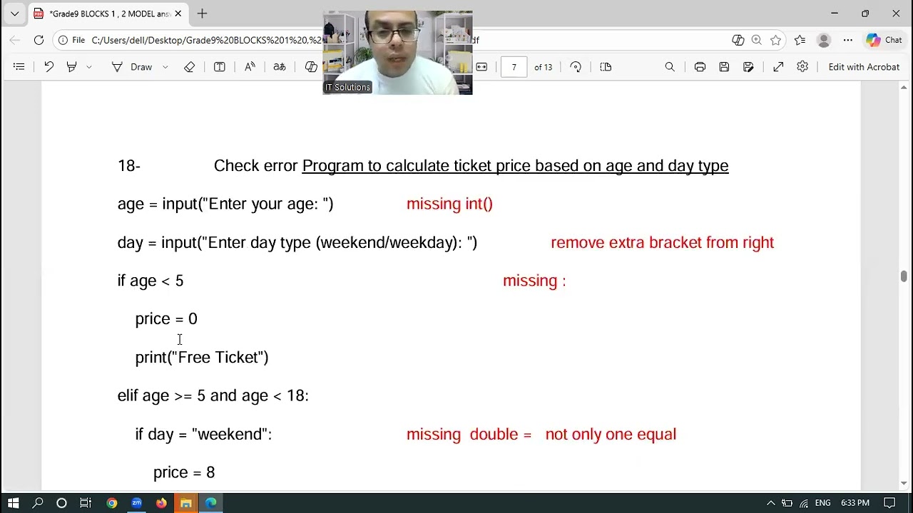 Blocks 1 , 2 Preparation Test [ Model Answer ]