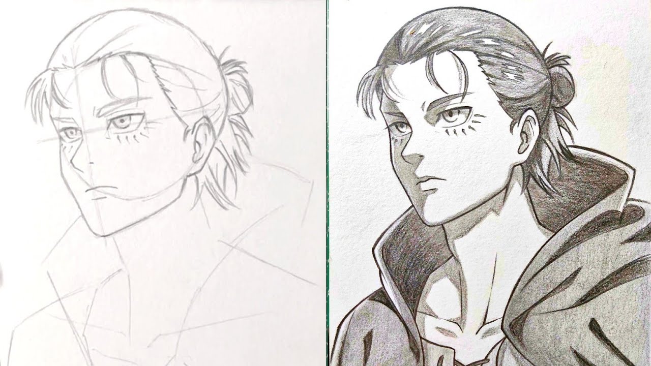 Easy How to draw Eren | drawing tutorial | how to draw anime boy