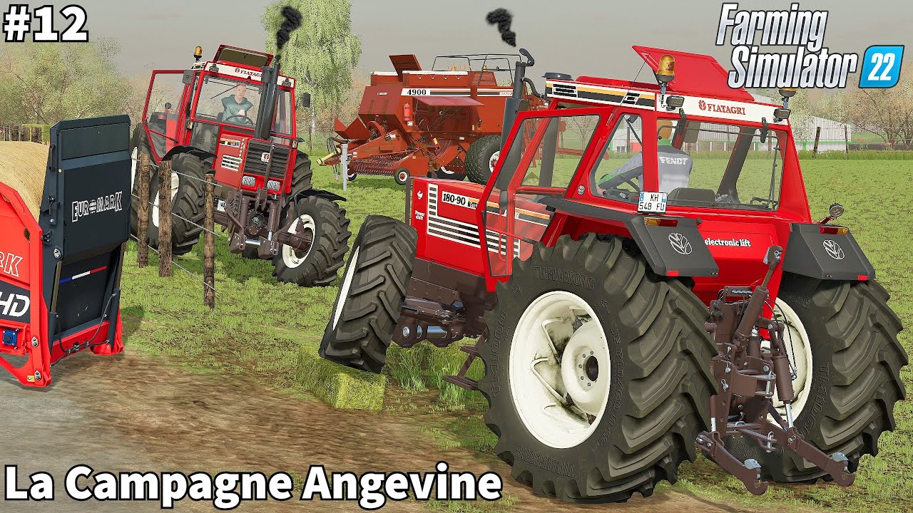 Silo Compacting & Leveling, Baling Big Hay Bales│La Campagne Angevine│FS 22│Timelapse#12