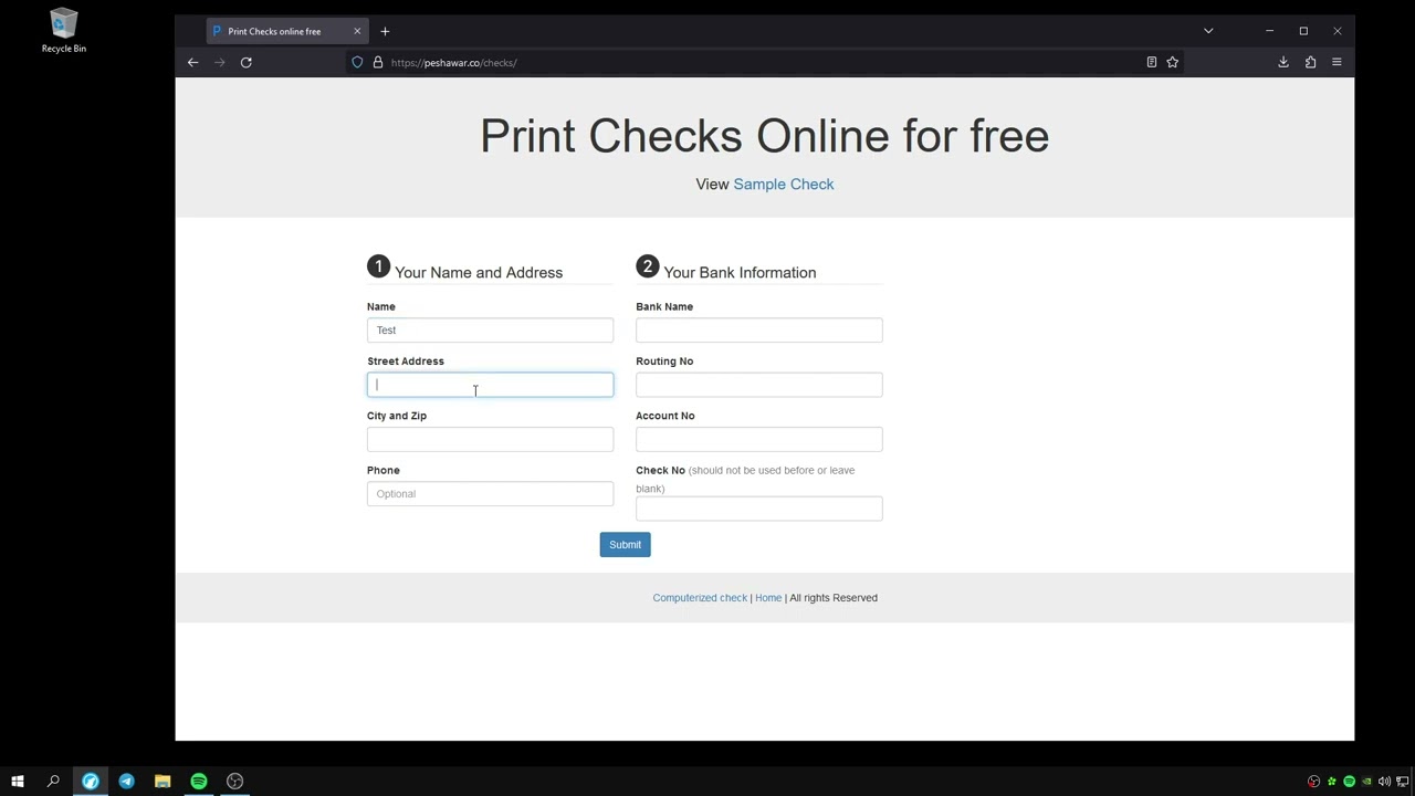 Free Check Printing Website (no sign up)