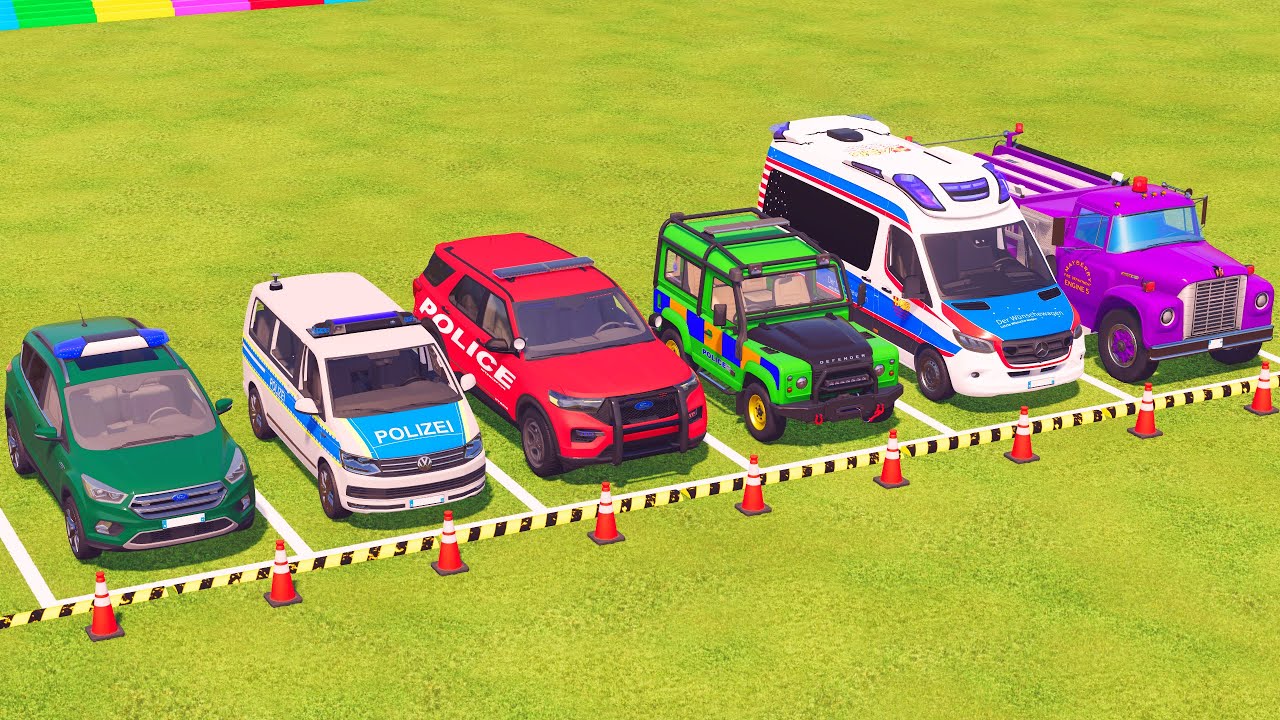 VUS GAME - TRANSPORTING POLICE CARS, FIRE DEPARTMENT, AMBULANCE VEHICLES WITH TRUCKS - FS22 #331