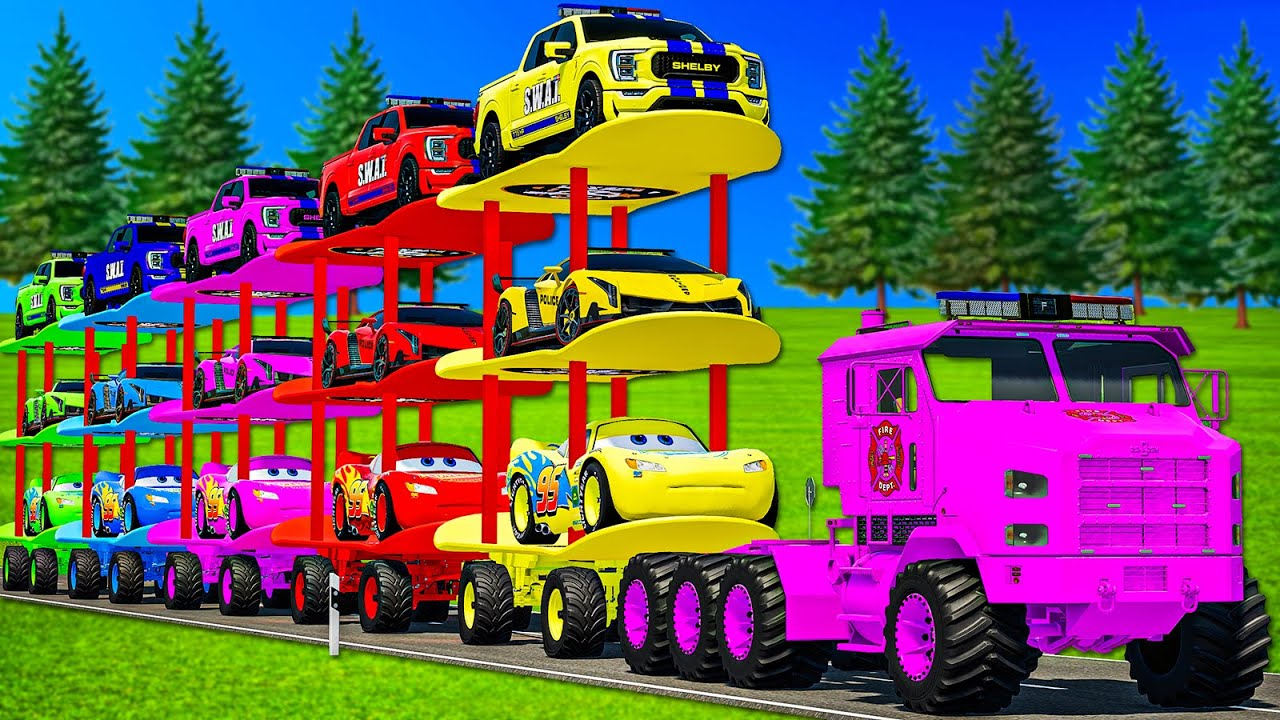 LEADER FOLLOW TRIPLE TRAILER OVERSIZED TRANSPORT WITH BIG TRUCKS! Farming Simulator 22