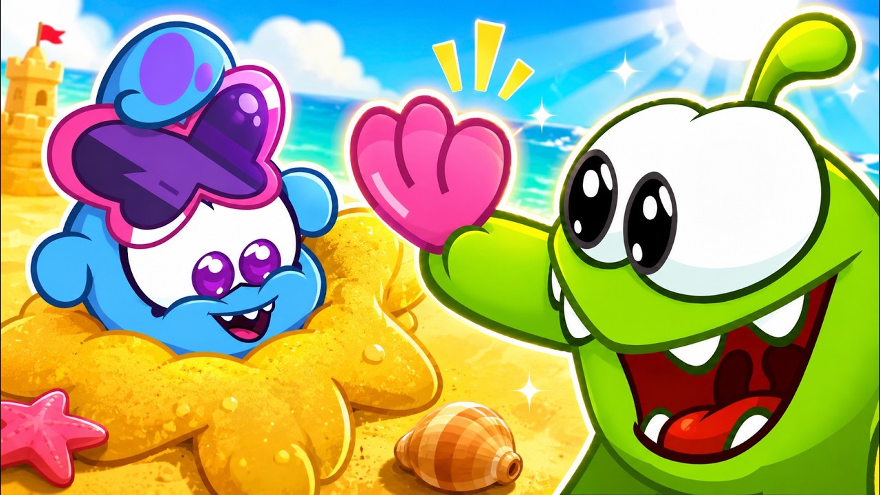 Om Nom Stories 💚 Om Nom at the Beach! 🌊 Sand Castles & Summer Fun 🍿 Super Toons TV - Bajki Po Polsku